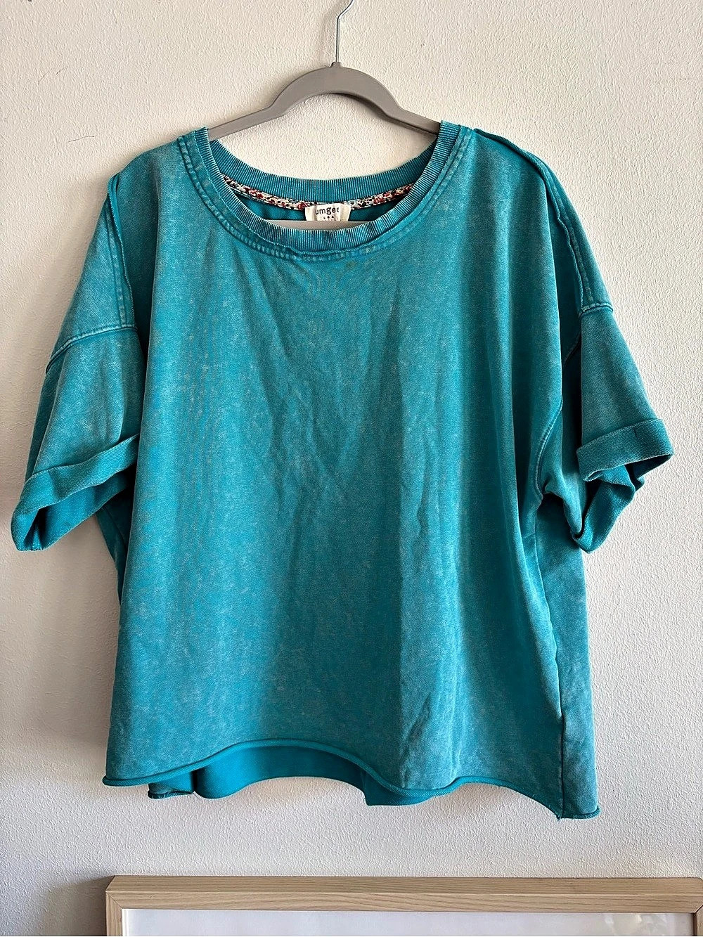 Umgee Style KY7853 Blue Short Sleeve Top Size Medium